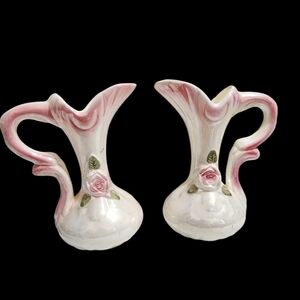 Elegant Pink and White Ceramic Vases